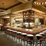 Restaurant bar with seating on three sides